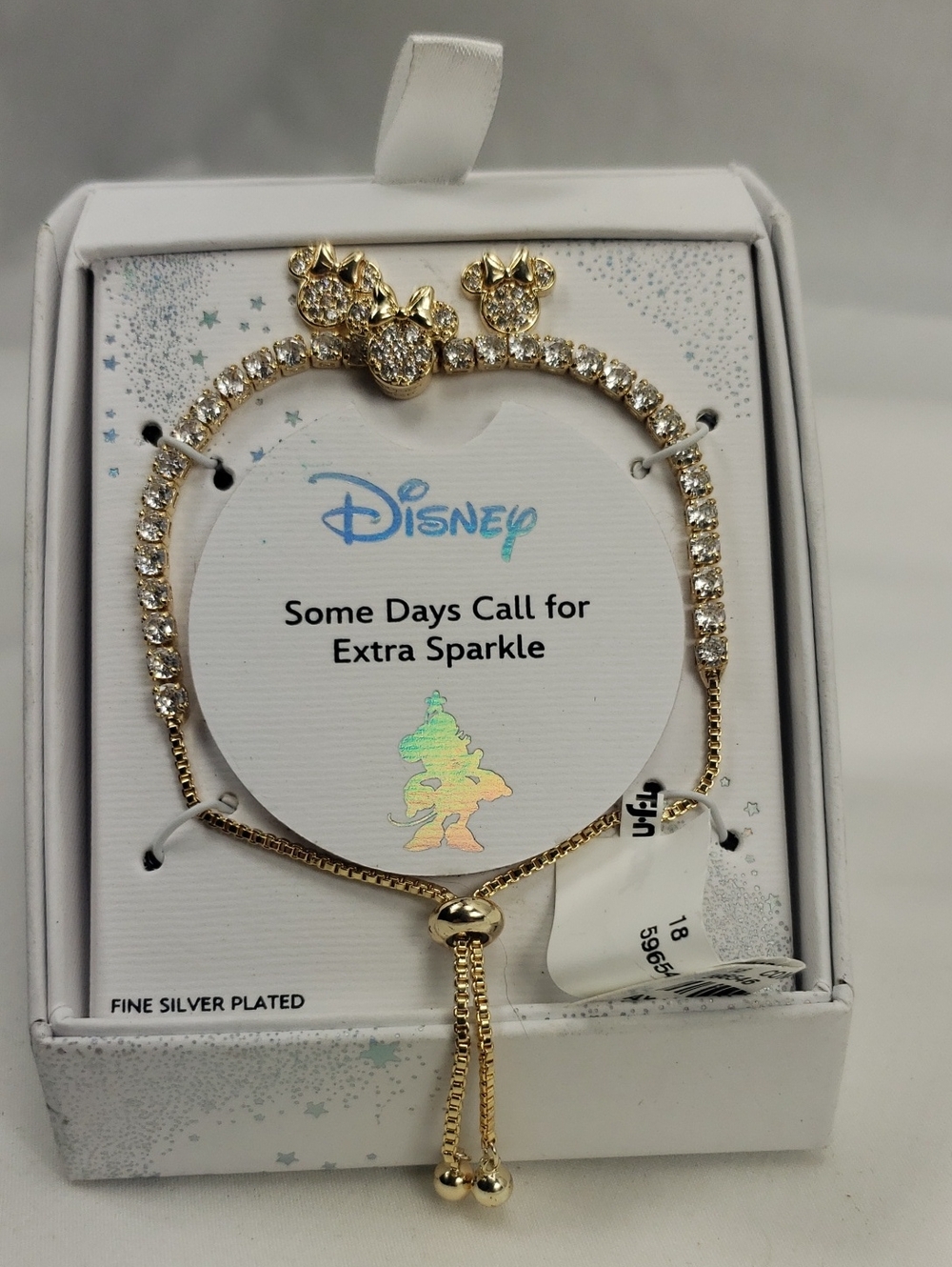 Disney Minnie Mouse Jewelry Set Sparkle Earring and Bracelet Silver Plated NWT